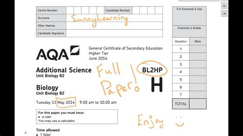 Aqa Gcse Biology Past Papers - GCSE AQA Unit 2 Biology BL2HP June 2014 Full Paper - YouTube