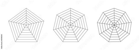 Radar Spider Diagram Templates Spider Mesh Set Of Polygon Graphs