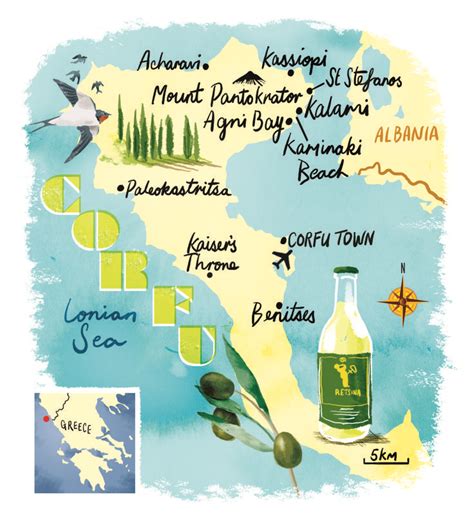 Corfu Map By Scott Jessop August 2013 Issue Corfou Voyage Grece