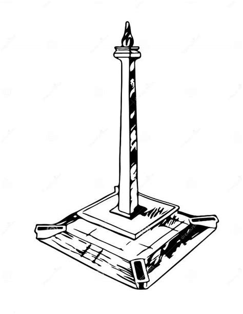A Sketch Of Monumen Nasional Or Monas In Jakarta Indonesia Stock