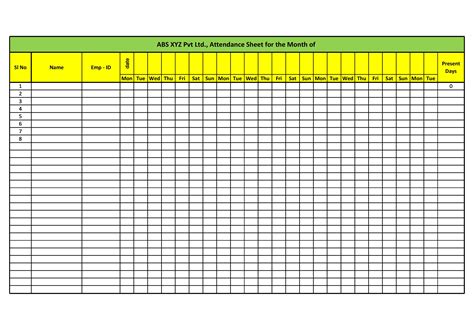 Sample Example And Format Templates Student Attendance Sheet Template