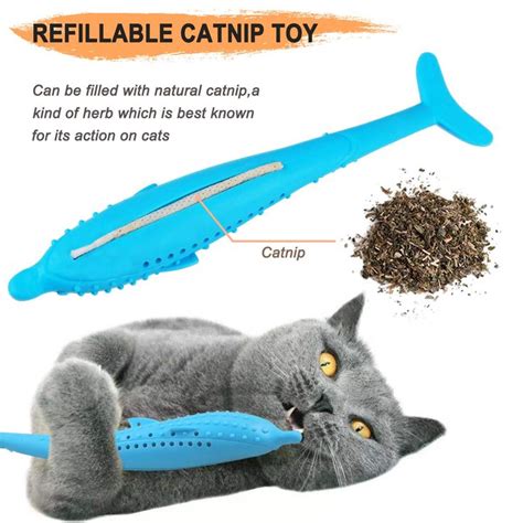 Amorom 3pcs Cat Catnip Toy Interactive Fish Shape Cat Toothbrush Chew