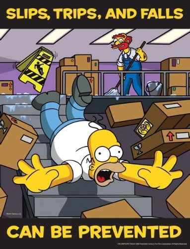 Simpsons Slips Trips And Falls Safety Poster Slips Trips And Falls
