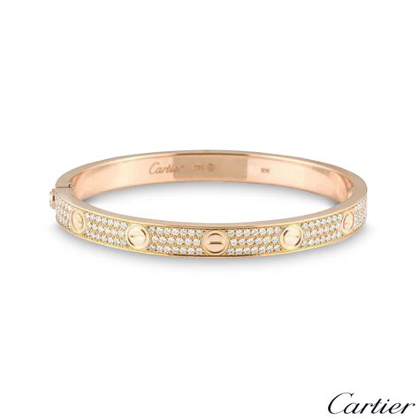 Cartier Rose Gold Full Pave Diamond Love Bracelet Size 18 N6036918