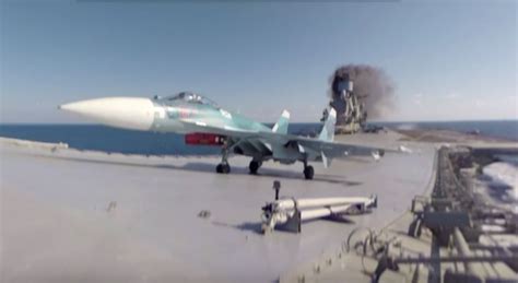 Watch A Russian Su 33 Depart From Kuznetsov Aircraft Carrier In Cool