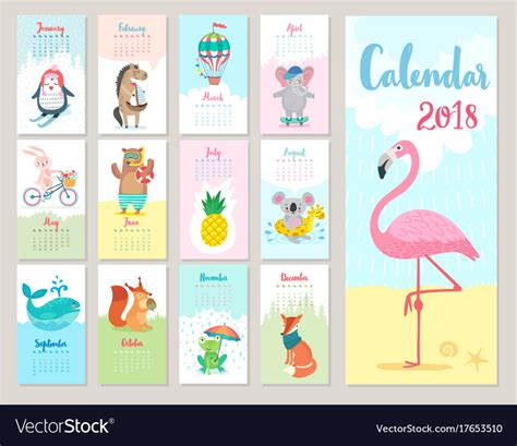 Calendar 2018 Royalty Free Vector Image Vectorstock