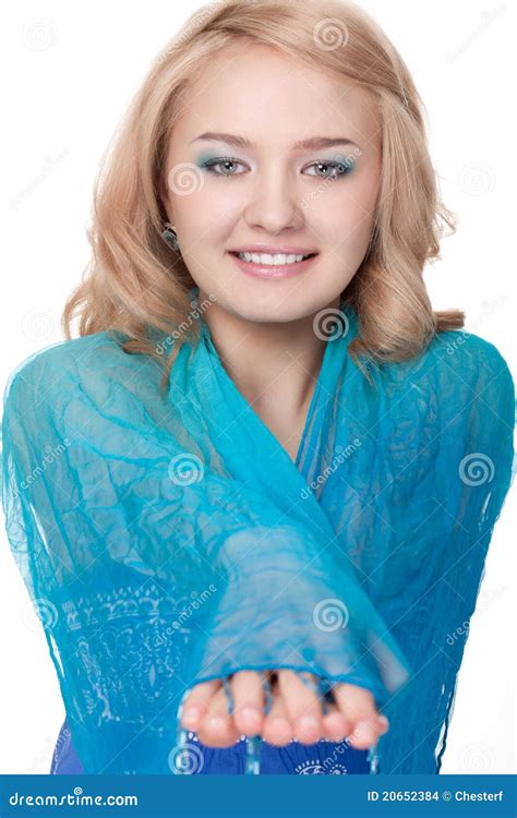 Woman Posing Wearing Blue Dress Stock Photo Image Of Attractive Cute