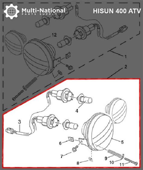 Front Light Cc Atv Hisun Left Multi National Part Supply