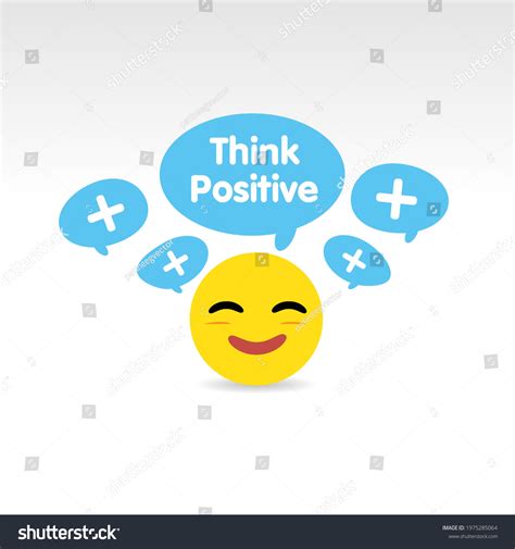 Smiling Emoji Think Positivepositive Thinking Conceptvector Stock