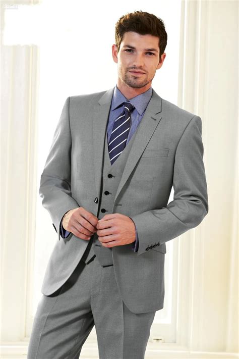 custom made light gray groom tuxedos 3 piece mens wedding party suits bridegroom suit groomsman