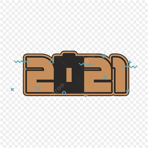 New Year Typography Vector Png Images Flat 2021 Year Typography Design