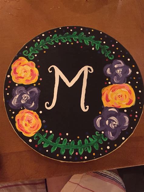 Monogrammed Painting On Canvas Circle Monogram Painting Canvas