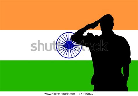 Flag India Silhouette Soldier Saluting Stock Vector Royalty Free