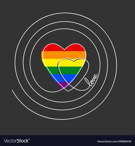 lgbt gay pride flag heart with continuous line vector image