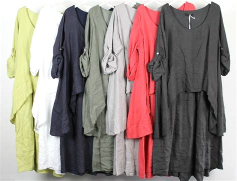 new ladies plus size italian lagenlook quirky linen layered asymmetrical dress ebay linen