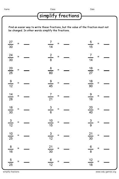 Simplifying Fractions Worksheet 4th Grade Studying Worksheets