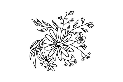 Download Line Art Flowers SVG File - Download Free SVG Cut Files