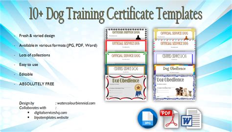 Dog Obedience Training Certificate Template Fresh And Professional