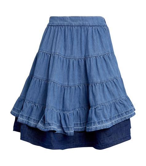 Sandro Ruffled Denim Mini Skirt Harrods Us