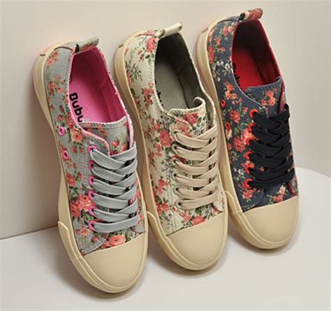 New Womens Floral Low Top Sneakers Canvas Walking Shoes Free