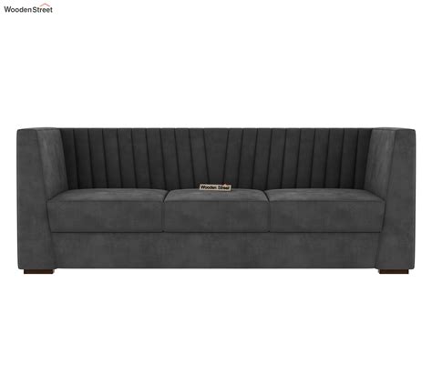 Buy Adley 3 Seater Sofa Velvet Graphite Grey Online In India At Best