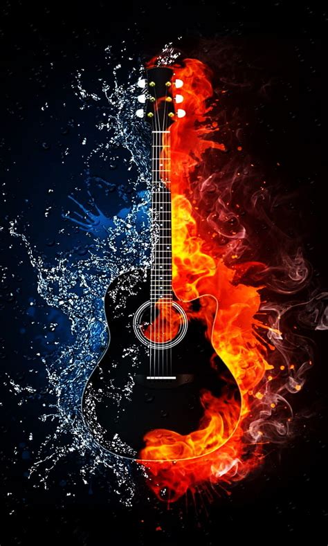 Guitar Fire Music Water Hd Phone Wallpaper Peakpx