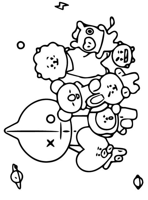 Coloring Page Bt21 Bt21 Coloring Pages Pencil Drawing Xcolorings