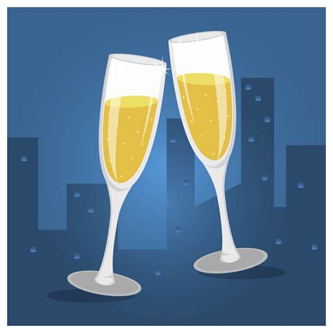 Flat Champagne Toast Glasses Vector Illustration 259612 Vector Art At