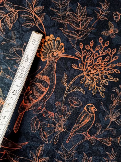 Printed Velour Velvet Upholstery Fabric 250gm2 Exotic Birds Etsy