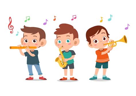 Premium Vector Cartoon Little Kids Playing Music