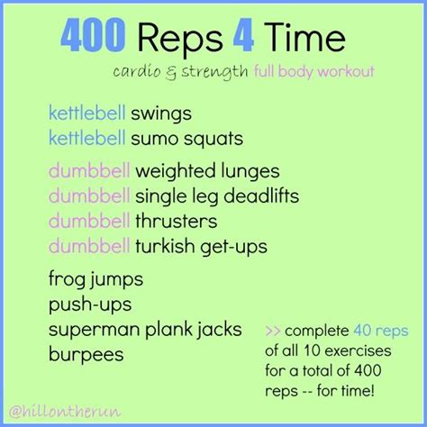 400 Reps for Time Workout | Workout, Quick workout, Full body workout
