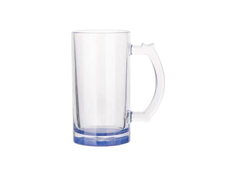 16oz Sublimation Clear Glass Beer Mug Dark Blue Bottom 24pcs Ctn Bestsub Sublimation Blanks