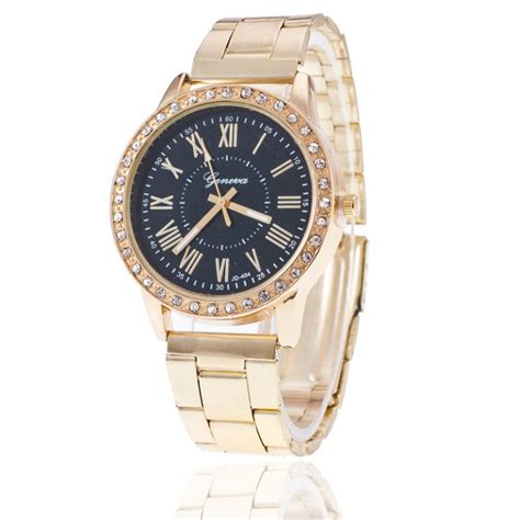 Geneva Classic Womens Diamond Gold Wrist Watch Shopynex