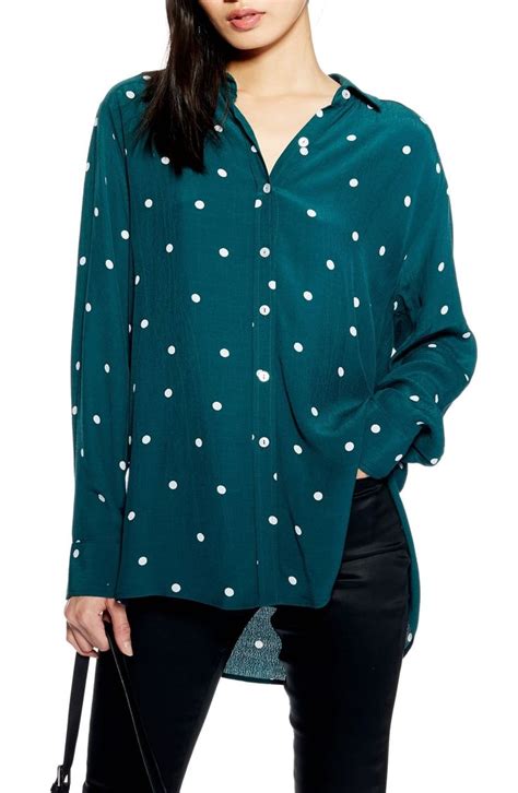 Topshop Oversize Spot Shirt Nordstrom Shirts Topshop Printed Shirts