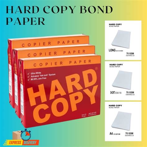 Hard Copy Bond Paper Short Sub20 Long A4 School Office Supplies
