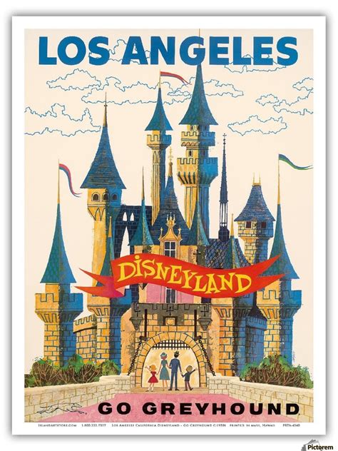 Los Angeles Disneyland Go Greyhound Travel Poster Vintage Poster