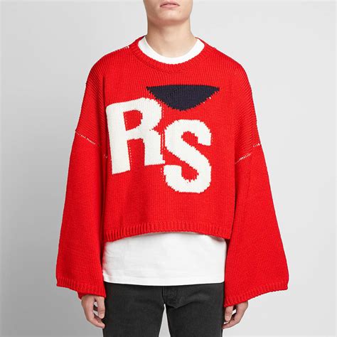 Raf Simons Cropped Oversized Rs Crew Knit Red End