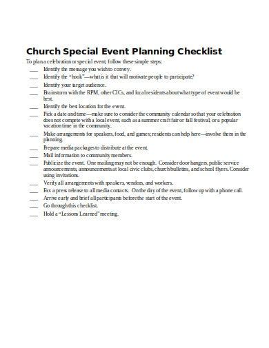 6 Church Event Planning Checklist Templates In Doc Pdf