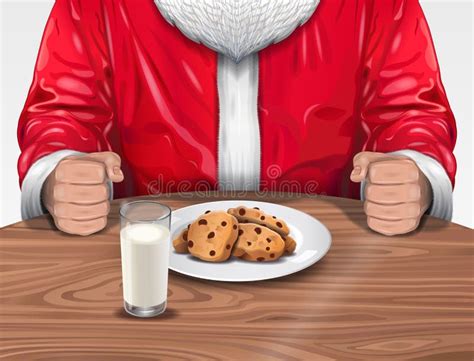 Santa Eating Cookies And Milk Stock Illustration Illustration Of T