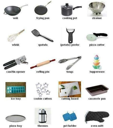 When you're doing the research of kitchen equipment names and their functions, you'll most definitely read about ovens and stoves. Kitchen Utensils Vocabulary Chart | Education | Pinterest ...