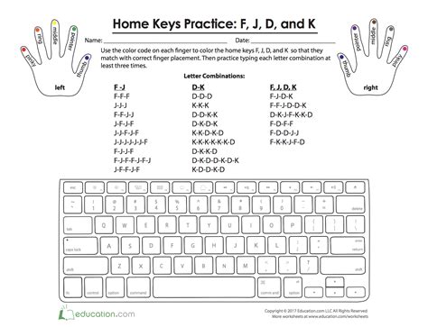 Home Keys Practice F J D And K Worksheet