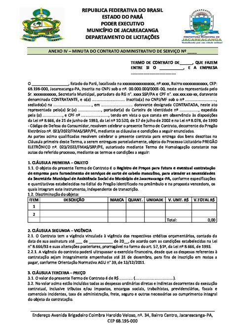 Minuta Contrato Prefeitura Municipal De Jacareacanga Gestão 2021 2024