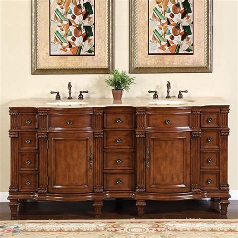 72 Inch Large Double Sink Vanity Cabinet With Travertine Top Uvsr072272