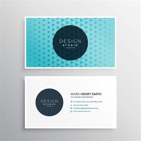 Free Vector Beautiful Modern Blue Business Card With Triangles