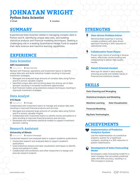 Python Data Scientist Resume Examples Guide For