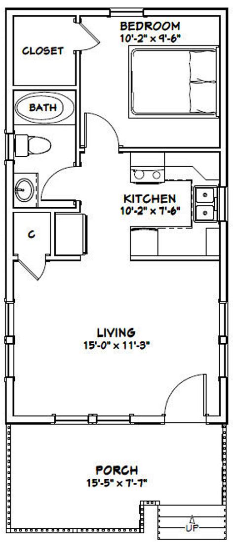 16x30 House 1 Bedroom 1 Bath 480 Sq Ft Pdf Floor Plan Etsy Small