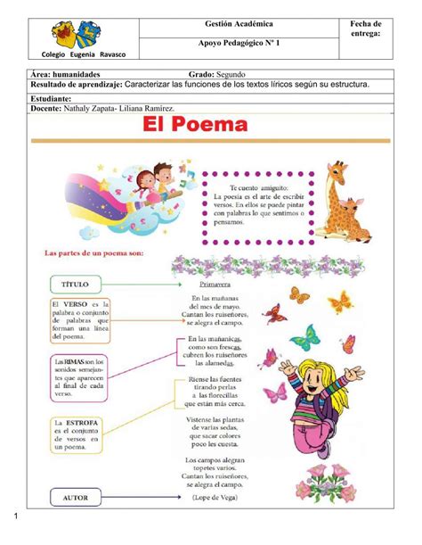 Ejercicio Online De El Poema Para 2º Puedes Hacer Los Ejercicios