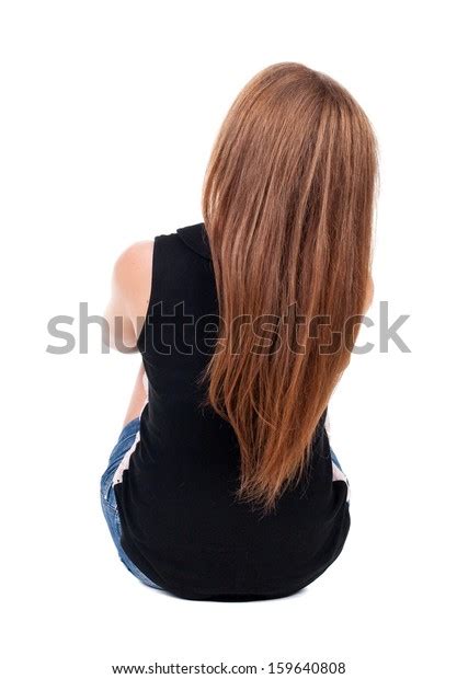 Back View Beautiful Young Woman Sitting Stock Photo Edit Now 159640808