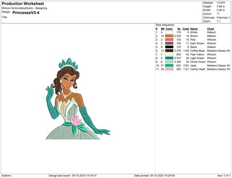 Princess Tiana Embroidery Design File For Machine Embroidery