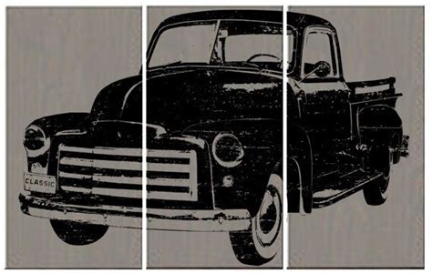 4 panel wall art old vintage truck in trees and dry grasses in field painting pictures print on canvas car the picture for home modern decor of 4. Vintage Rustic Pickup Truck Wall Art / Old Truck Screen Print Collection / Boys Room Art ...